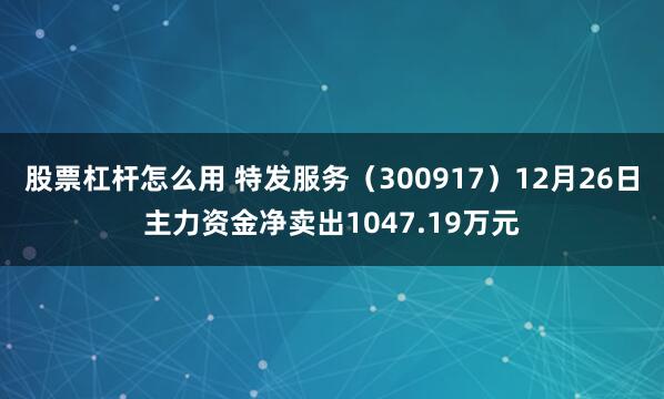 股票杠杆怎么用 特发服务（300917）12月26日主力资金净卖出1047.19万元