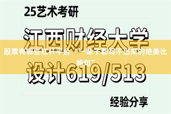 股票有哪些杠杆平台 “一辈子都写不出来的绝美比喻句”