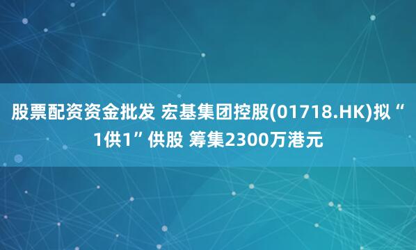 股票配资资金批发 宏基集团控股(01718.HK)拟“1供1”供股 筹集2300万港元