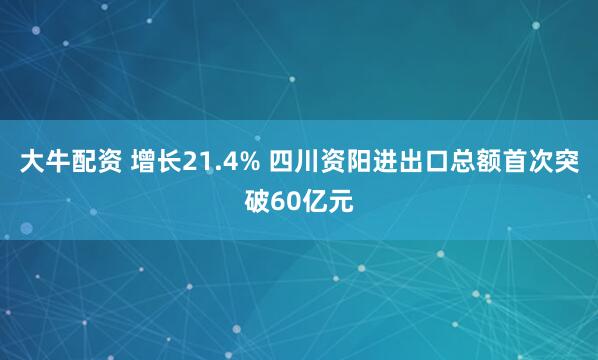 大牛配资 增长21.4% 四川资阳进出口总额首次突破60亿元