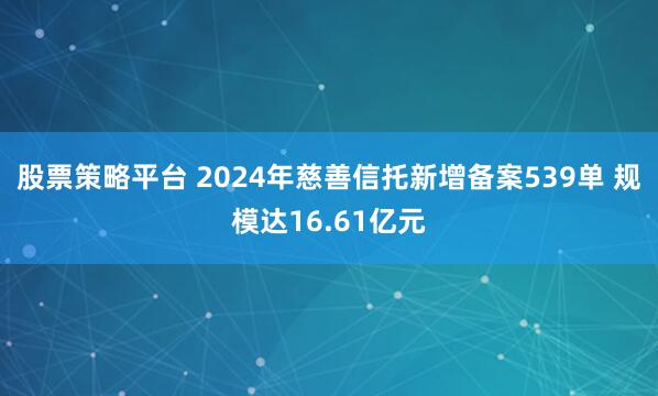 股票策略平台 2024年慈善信托新增备案539单 规模达16.61亿元