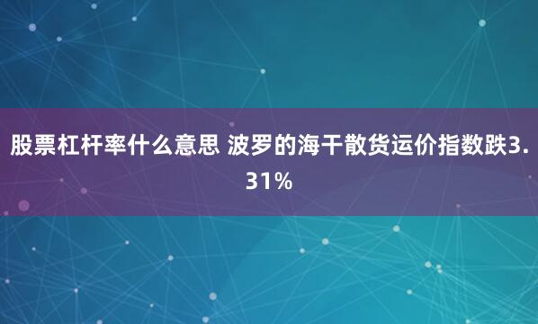 股票杠杆率什么意思 波罗的海干散货运价指数跌3.31%