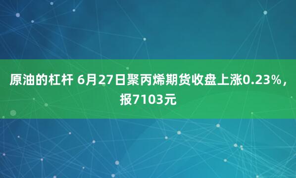 原油的杠杆 6月27日聚丙烯期货收盘上涨0.23%，报7103元